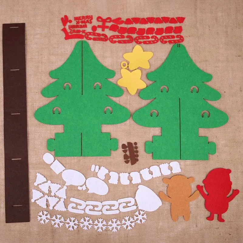 

Creative DIY Christmas Tree With Ornaments Santa Elk Xmas Kids Children Craft Art Patchwork Xmas Decoration