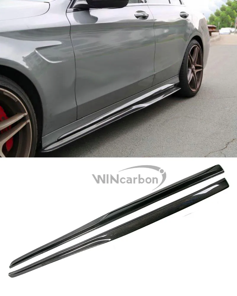 

Real Carbon Fiber Side Skirts 1pair For Benz W205 C63 C63s AMG SOnly 2015UP