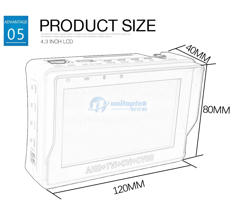 5MP камеры видеонаблюдения тестер для 4 в 1 HD AHD TVI CVI CVBS аналоговые камеры Аудио-Видео тест безопасности тестер с 4,3 дюймов ЖК-монитор