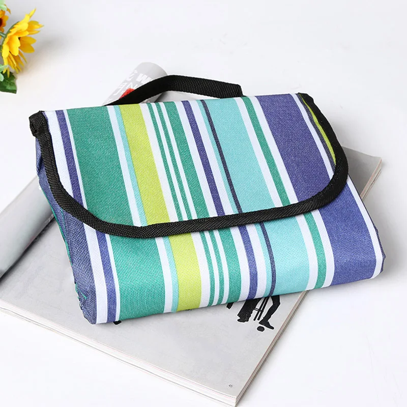 Portable Picnic Blanket Outdoor Moisture Proof Mat Striped Waterproof