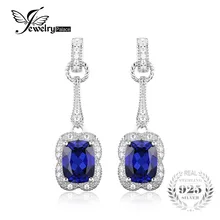 Jewelrypalace elegante rectángulo 3.7ct creado sapphire pendientes earring 925 joyería de plata esterlina marca para las mujeres nuevas
