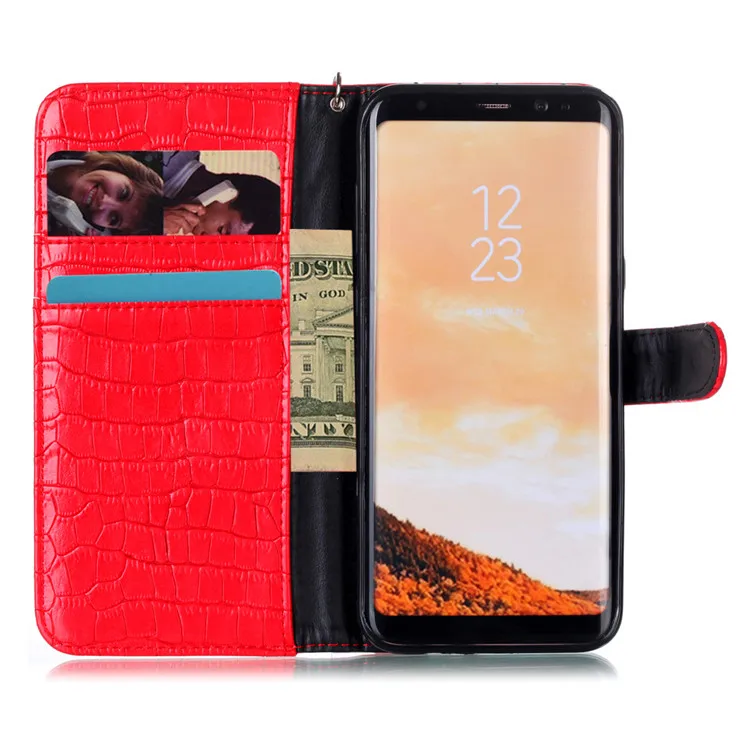 Роскошный чехол-бумажник из искусственной кожи крокодила для samsung Galaxy S8+ S10 S10 Plus Note 8, откидная крышка, ремешок на руку