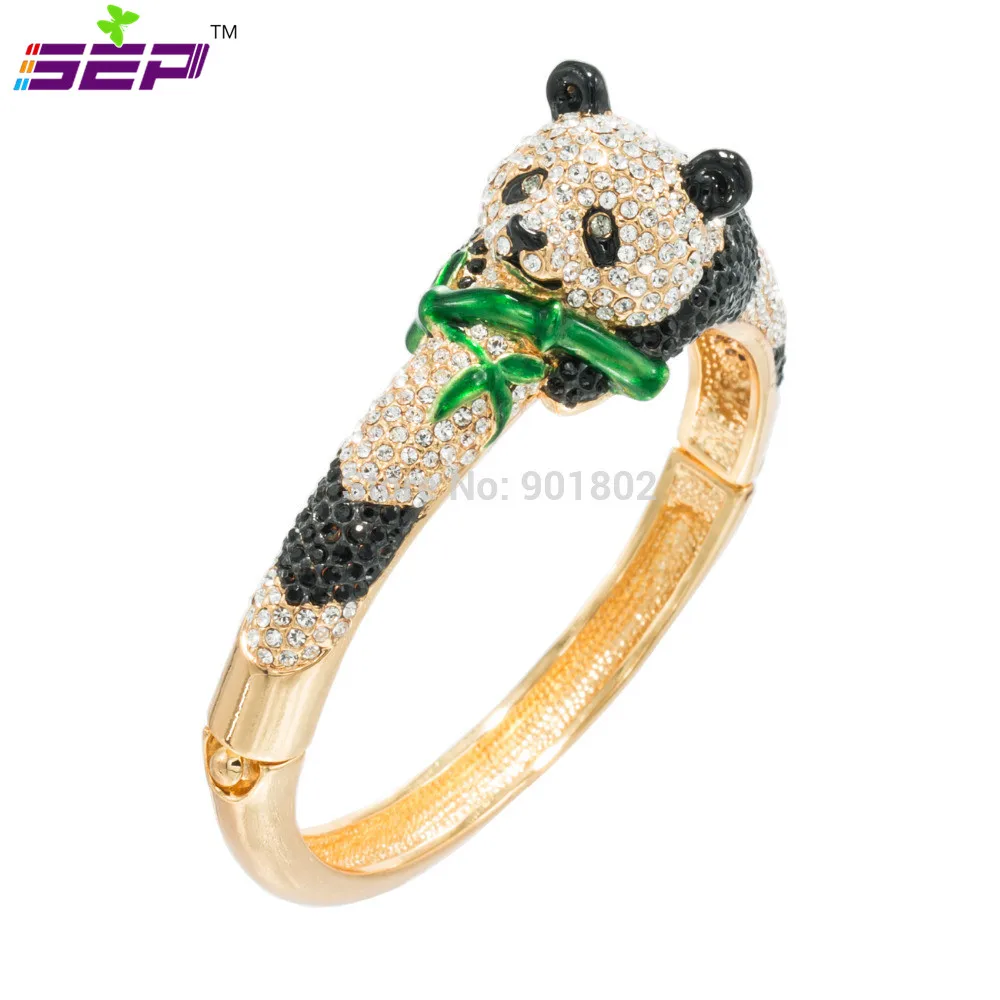 

Austrian Crystal High Quality Animal Bangles Bamboo Panda Bracelet Bangle Cuff For Women Jewelry Free Shipping 2 Color JKCA0937M