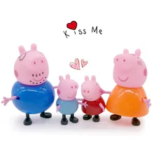 4Pcs/ Peppa pig George guinea pig Family Pack Dad Mom Action Figure Original Pelucia Anime Toys For Kids children Gift pink pig peppa pig george guinea family pack dad mom action figure original pelucia anime toys gift for children
