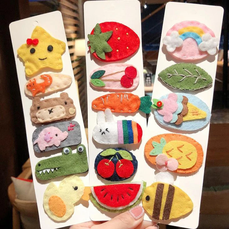 

Children Cartoon Animals Fruit Hairpins Hairgrips Girls Fashion Handmade Rabbit Tiger Fox Hair Clips For Kids Hair Accessories