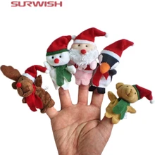 5 Marionetas de dedo animales con Gorro de Navidad