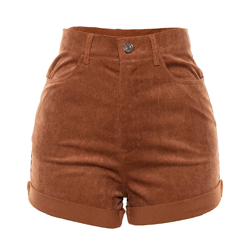 Khaki Женские повседневные шорты с высокой талией - Цвет: Khaki