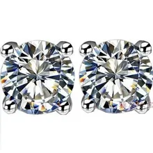 TT Free Shipping!0.5-2 carat Sterling silver 925 4 Prongs Round Brilliant Cut Grade sona Simulated Gem Stud Earring for women