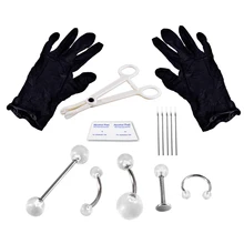 Новые ухо пупок сосок, бровь губы нос кольцо язык иглы для пирсинга комплект шарма ювелирных изделий инструмент для пирсинга тела комплект