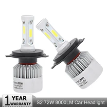 Muxall 2 шт авто H4 светодиодный H7 H11 H8 9006 HB4 H1 H3 HB3 S2 фар автомобиля луковицы 72 W 8000LM Высокая ближнего света автомобилей лампы 6500 K 12 V