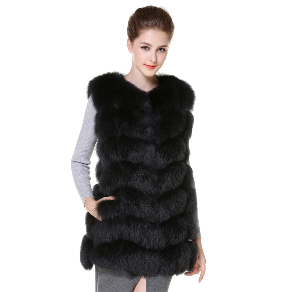 Real Fur Vest Dark Gray Fur Vest Women Winter Vest Waistcoat Real Fox