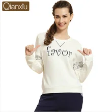 Осенняя Пижама размера XL, парные повседневные пижамные комплекты, Женский хлопковый пижамный комплект, женская футболка с длинным рукавом и круглым вырезом+ штаны