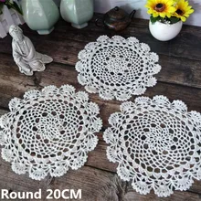 20CM redondo Vintage de algodón blanco de ganchillo mantel para mesa, servilletas de boda, manteles de encaje, posavasos decorativos, almohadilla de Navidad