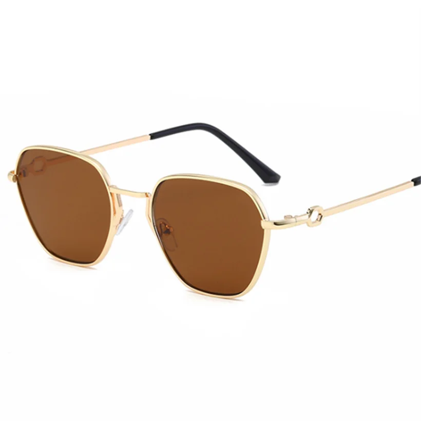 YOOSKE, маленькие солнцезащитные очки для женщин и мужчин, фирменный дизайн, солнцезащитные очки, Ретро стиль, металлическая оправа, очки для девушек, зеркальные очки, UV400 - Цвет линз: Коричневый