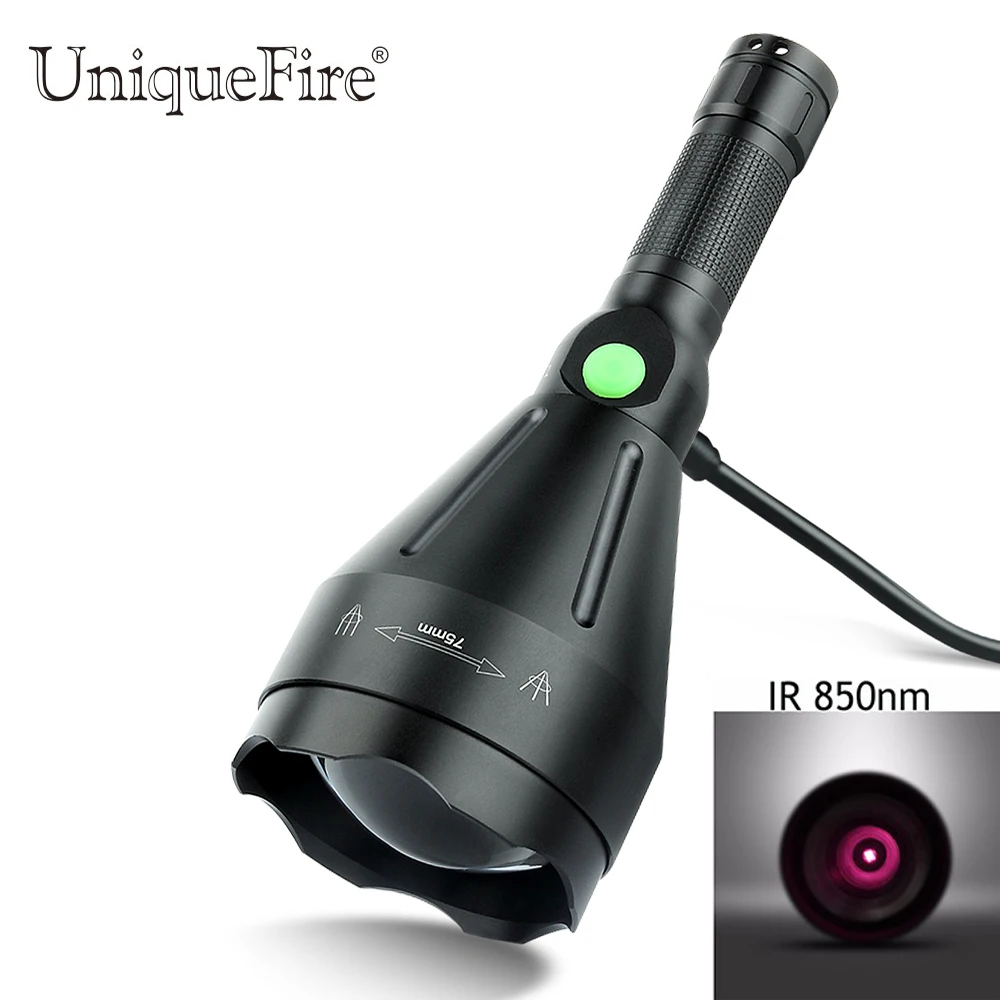 

UniqueFire Flashlight Lantern IR 850NM Led Torch Zoomable 1603 75mm Flashlight 3 Modes Tatical Light Lantern For Night Hunting