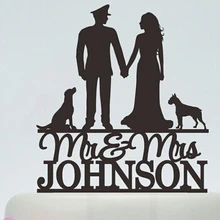 Акрил Свадебный торт Toppers полиции пары с собаками пользовательские невеста жених имя Обручальное Свадебные душ Декорации для вечеринок