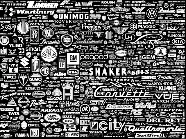 Car Logos Badges Collage Black printing wall poster 24