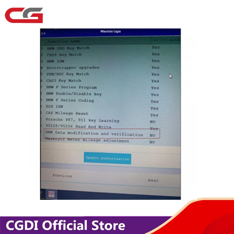 

Data modification and verification for BMW for CGDI Prog for BMW MSV80 Key Programmer