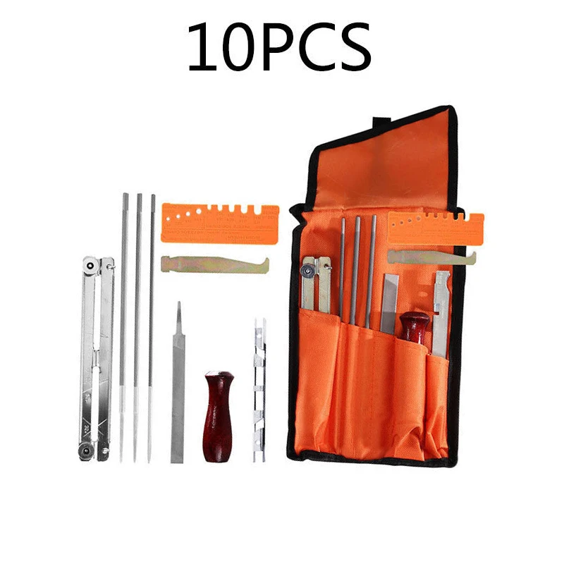 10pcs Mayitr Garden Tools Parts Chainsaw Sharpening Kit Files Tool Chain Sharpen Saw Set