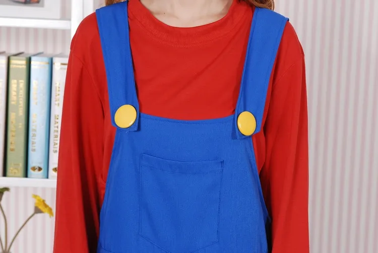 Горячая распродажа, Детский Взрослый зеленый красный костюм Луиджи Марио для косплея от Super Mario Bros. Игра с шапкой перчатки 8 Размер