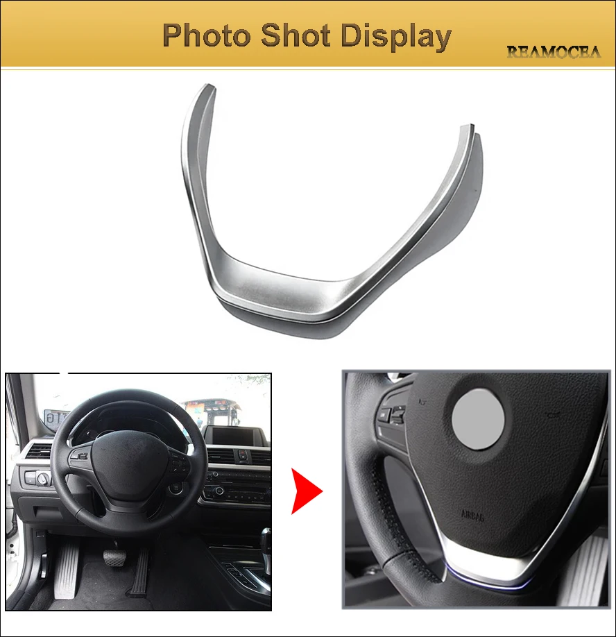 ABS Chromed Steering Wheel Cover Trim Frame Cover For BMW 3 Series F30 316i 318d 320d 1 Series F20 114i 116i 118i 2013+ (9)