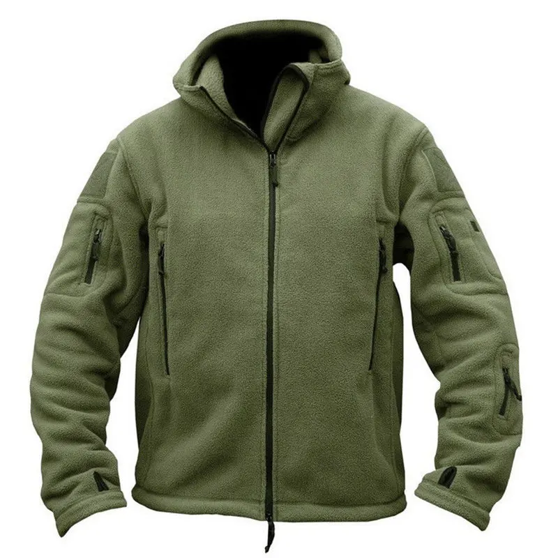 

Male Tactical Military Fleece Tracksuit Jacket Autumn Zipper Hoodies Men Long Sleeves Solid Hooded Sweatshirt Outwear Fur Coat