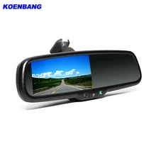 KOENBANG 4.3 “TFT LCD a Cores Traseira Do Carro Monitor Espelho Retrovisor com Suporte Especial Original 2 Vídeo de Entrada para o Estacionamento assitance