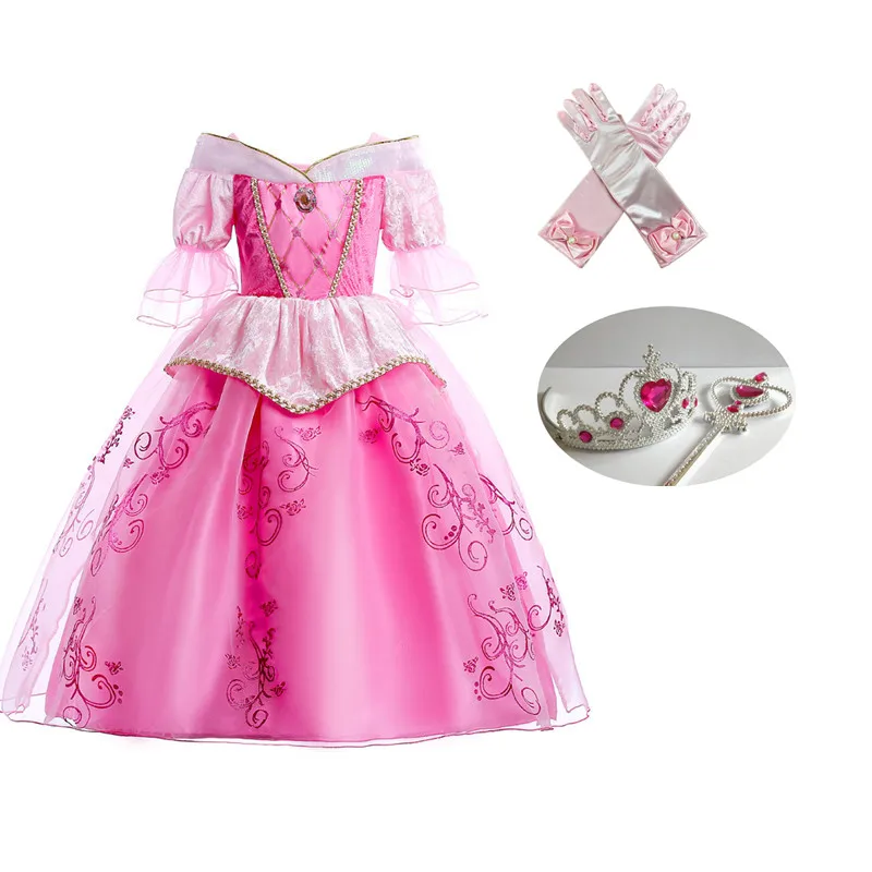 Gilr Princess Aurora Dress up Beauty and the Beast Auraro Cosplay Costume Children Halloween Christmas Party Clothing Fantasy | Детская