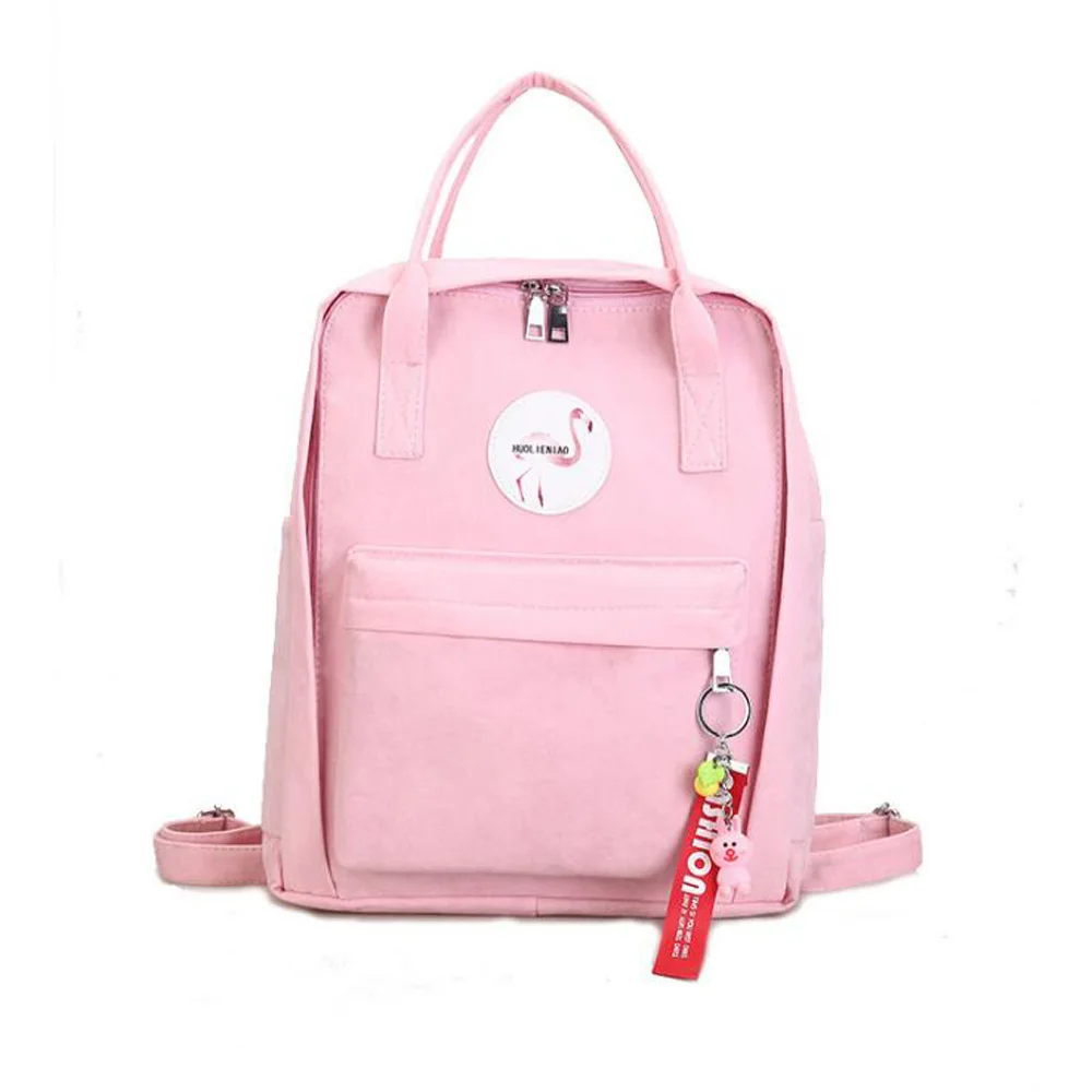 

Women Fashion Backpack Solid Color Flamingo Preppy Suede Lady Backpack Shoulder Bag School Bag Harajuku Student Bookbag Mochilas