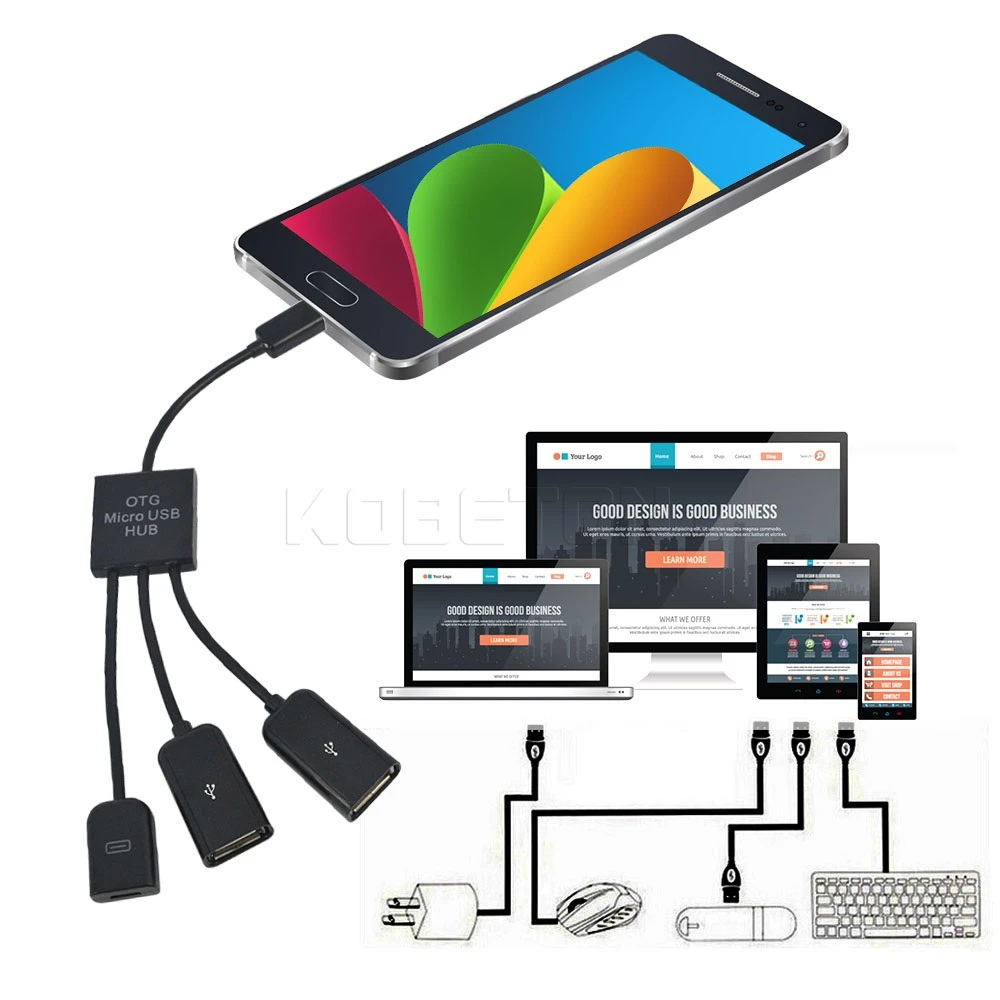 Kebidu Micro usb хаб к USB Female OTG Hub Кабель адаптер удлинитель для функциональный телефон