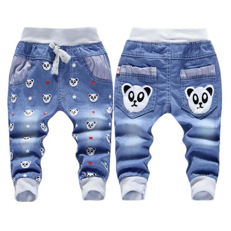  2016 New Fashion Kids Jeans Elastic Waist Straight Cartoon Jeans Denim Seventh Pants Retail Boy Jeans For Kids 2-5 Y WB141 (1)