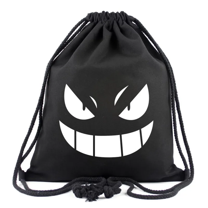 

2017 New Anime Pokemon Gengar Canvas Drawstring Bag Multicolors Backpacks Casual Travel Bags Monster Eyes Bags Teenagers Mochila