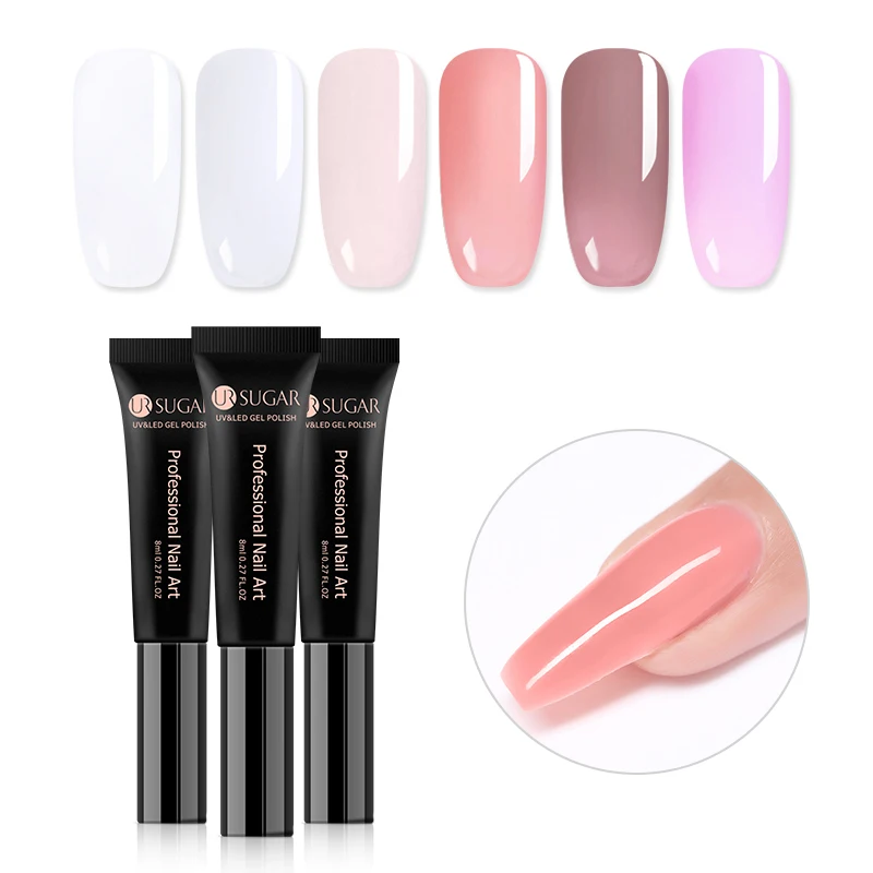 

UR SUGAR 8ml Poly Quickly Building Extension Gel Polish Clear Pink Nail Tips Builder UV Gel Hard Builder Nail