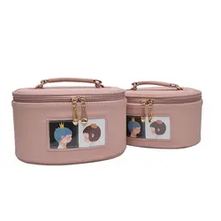 Новая мода многофункциональная Косметика сумка-Органайзер для путешествий Женская сумочка для косметики круглый кожаный женский милый