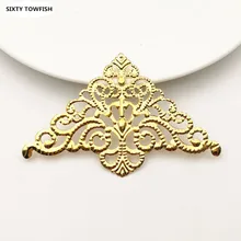 

10 Pieces 77*48mm Antique Bronze/Gold Metal Filigree Flowers Slice Triangular Charms Pendant Base Jewelry DIY Making Accessory