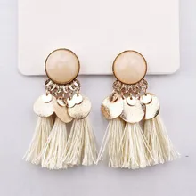 Богемия Для женщин серьги-висюльки Круглый Смола модные серьги-кисточки Jewelry Oorbellen Brincos Ретро хлопковый шарф серьги