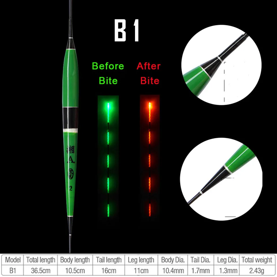 Умный поплавок для рыбалки, светодиодный светильник, ночной Световой поплавок, поплавок, автоматически напоминающий рыболовный буй, плавающие батарейки, снасти - Цвет: B1