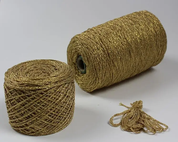 

100 Grams Gold Color metallic yarn mercerized cotton knitting yarn