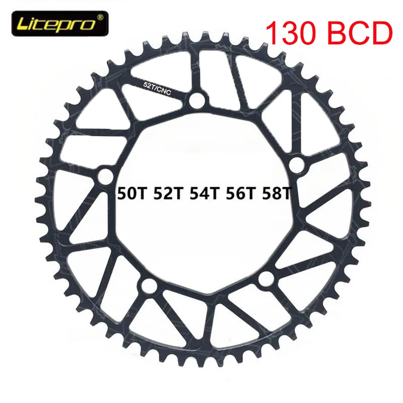 

Chainring 130BCD Folding Bike Black Single Speed Chainwheel BMX Bicycle Chain Ring Narrow Wide Chain Wheel 50T 52T 54T 56T 58T