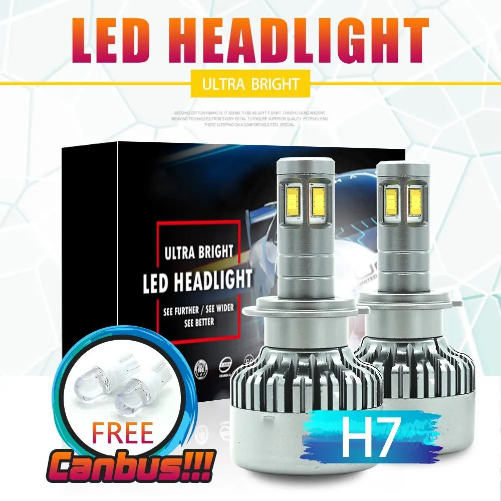 

2018 LOAUT H7 4 CSP 8000LM 70W 12V Car LED Headlight Fog Lamp Lights Head Lamps KIT Front Bulb Automobile Mute Fan Canbus V10