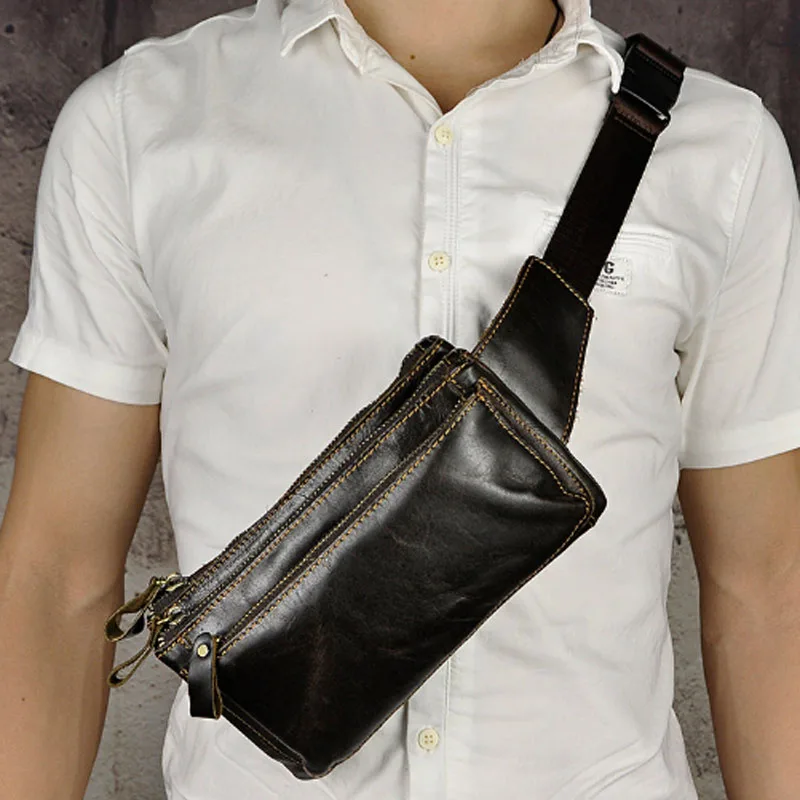 YIANG Мужская поясная сумка из натуральной кожи с масляным воском, поясная сумка из натуральной коровьей кожи, 9 дюймов, чехол для телефона на ремне, кошелек, мужской нагрудный мешок