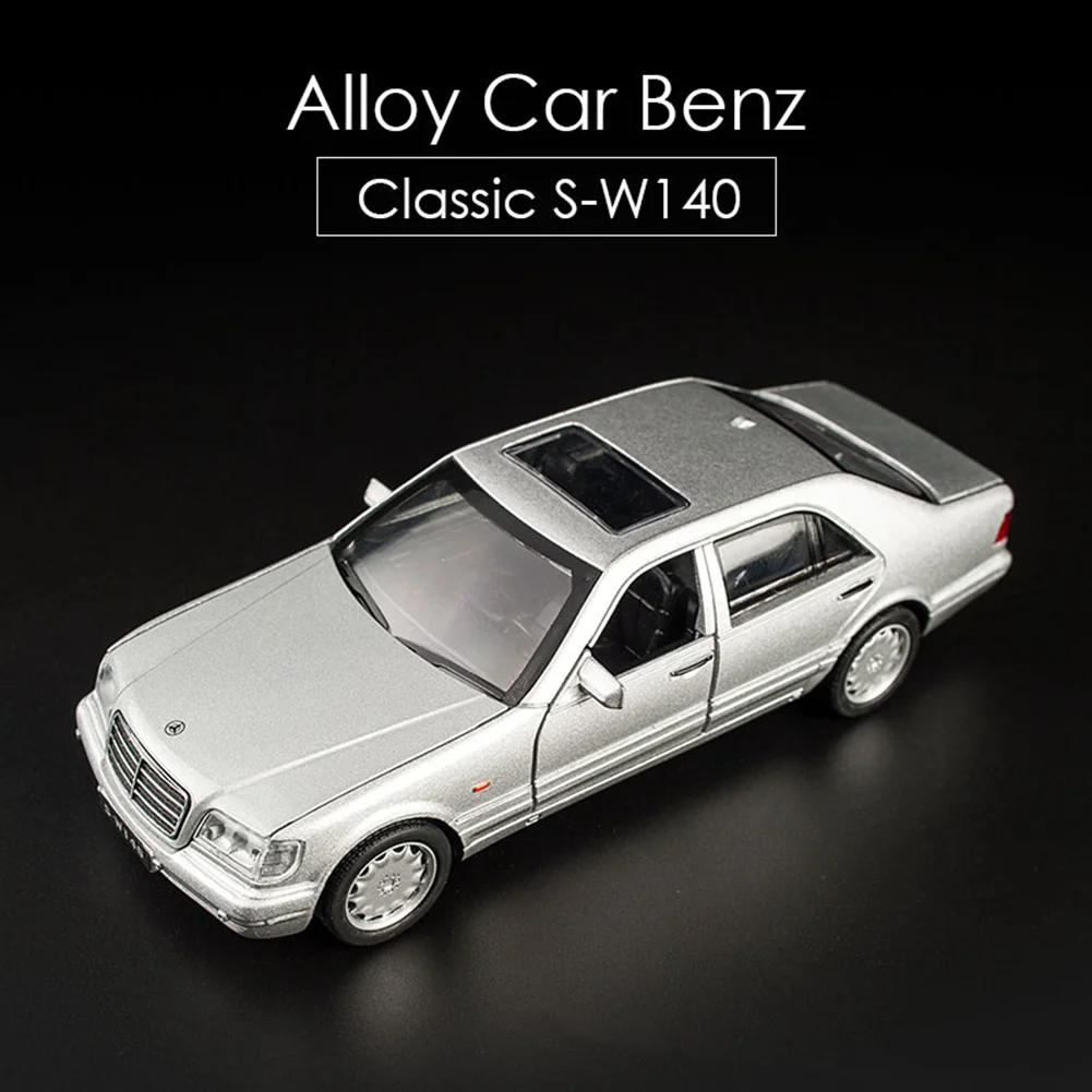 1:32 игрушка для Mercedes-Benz S-W140 сплав модель автомобиля звуковой светильник вытяжной игрушечный автомобиль