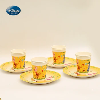 

24pcs/lot beautiful Party Supplies Winnie the Pooh Theme for 12kids Birthday Party Decoration Tableware set plate+cup