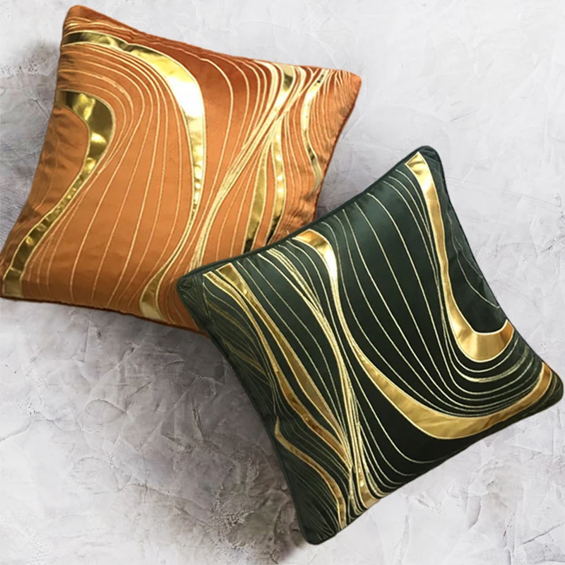 Luxury Design Gold Embroidery Art Pillow Case Home Decorative Pillow