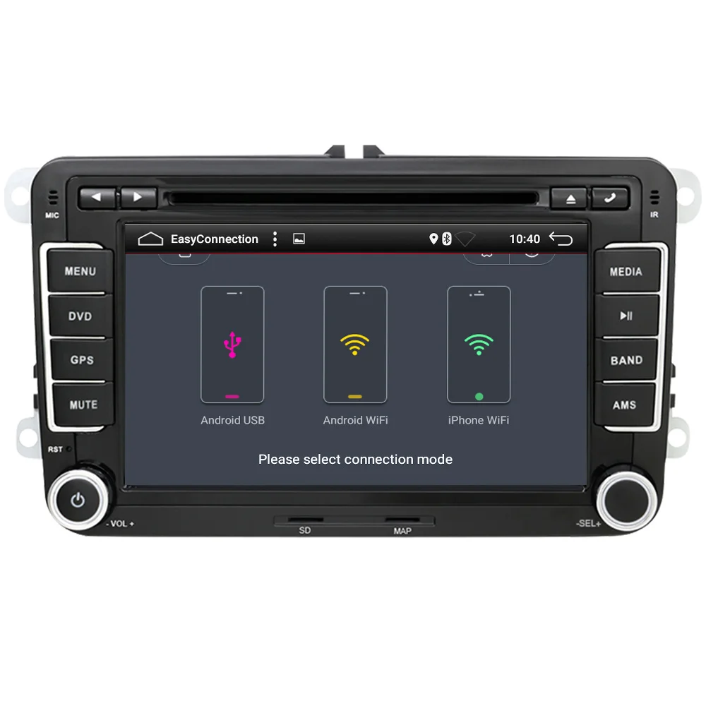 Eunavi 7 بوصة 2 الدين الروبوت 8.1 سيارة راديو GPS ستيريو سيارة مشغل ديفيدي ل VW GOLF 6 بولو بورا جيتا B6 باسات تيغوان سكودا اوكتافيا