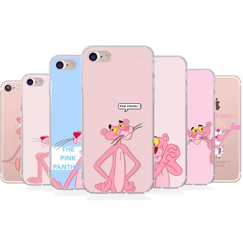 Розовый чехол для iphone Fundas 6 S Panther задняя крышка Защитный ковер 7 8 Plus X SE 5 5S