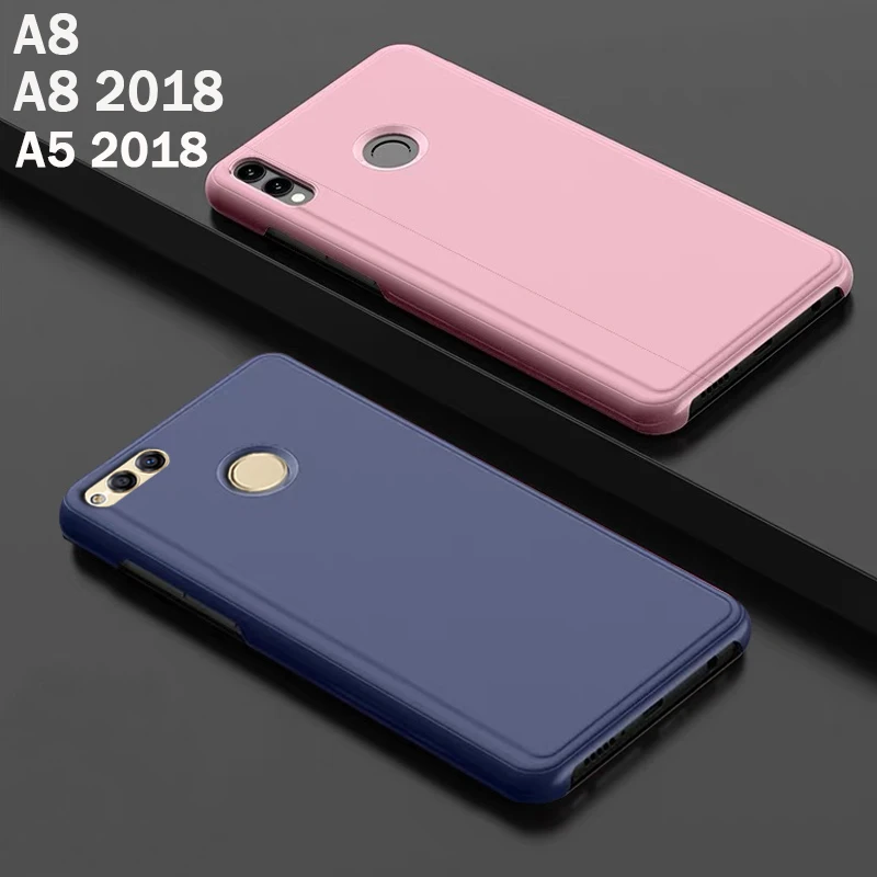 YonLinTan флип умный зеркальный чехол для телефона Samsung Galaxy A8 2018 8 A5 Жесткий кожаный Clear