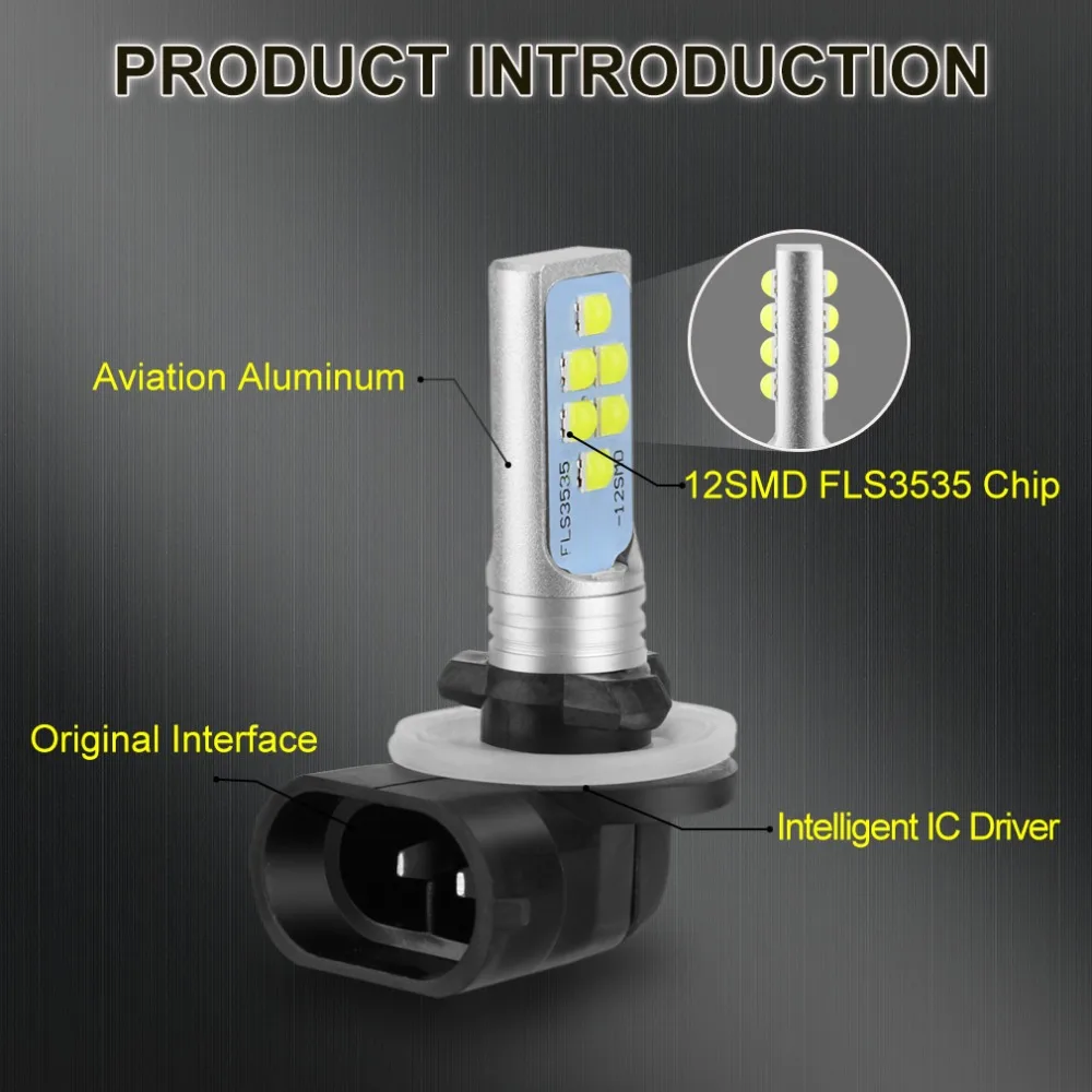 Светодиодные лампы H27 880 881 P13W PSX26W 2 шт. Автомобильные противотуманные фары FLS3535
