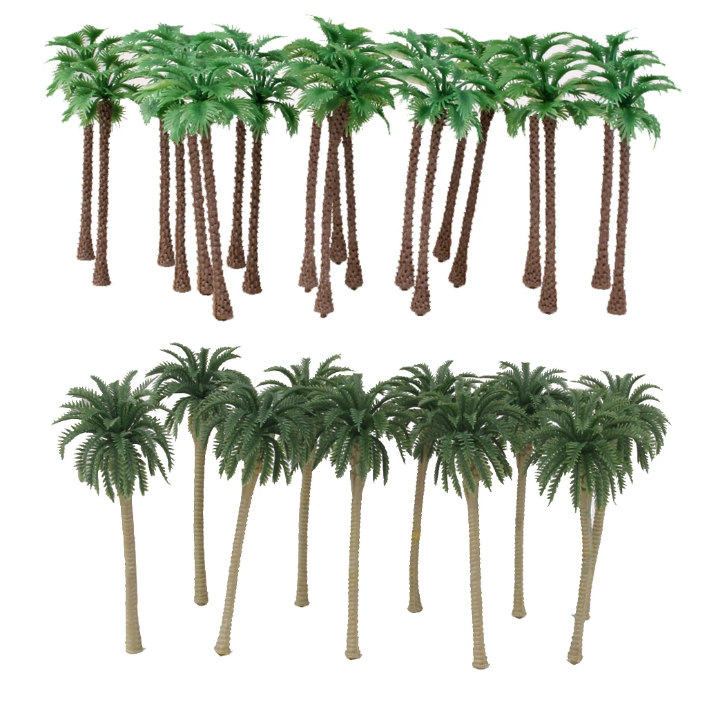 40 pcs Model Coconut Palm Tree Scenery for Train Railway Architecture Building Layout