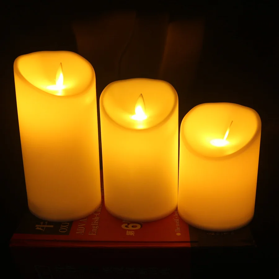 3pcs Set Flameless Led Candle Lamp Swing Flame Yellow 3pcs Set Flameless Led Candle Lamp Swing Flame Yellow Operated Night Lights Wedding Party Home Decoration